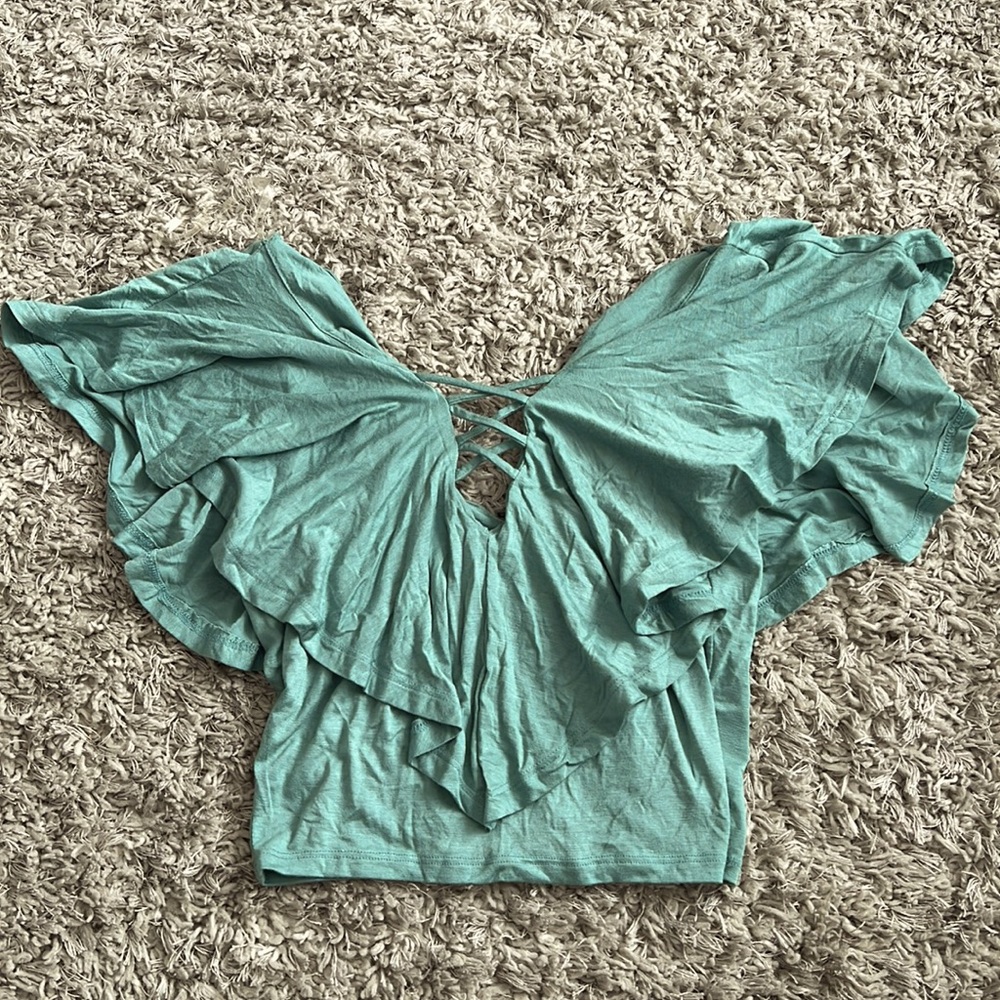 Blue/Green Iris Crop Top